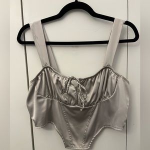 Silver Corset Going Out Top size XL (fits L-XL)